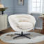 Fauteuil club pivotant à 360 degrés, siège d'appoint pour coin lecture de bureau à domicile, chenille beige avec base en métal noir