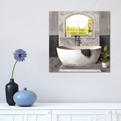 Marble Bath I Black And White by Bannarot - Painting on Canvas
