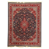 Hand Knotted Wool Oriental Area Rug in Navy