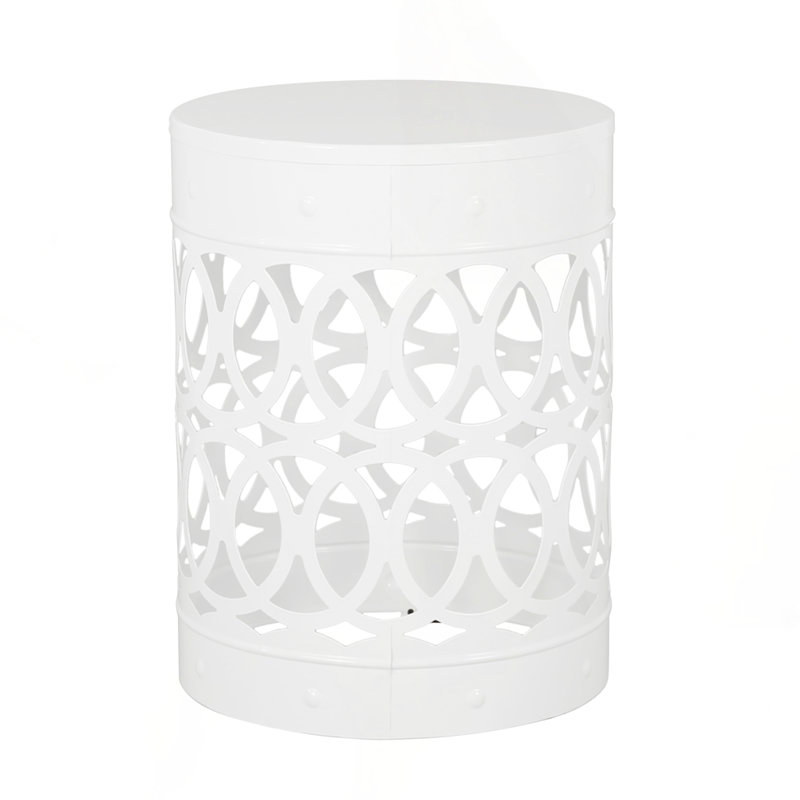 Large Outdoor Metal end Table, White