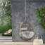 Chaise suspendue Teardrop, chaîne de 8 pi, siège de chaîne en tissu d'ameublement gris, tissage durable