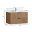 Meuble-lavabo mural flottant moderne en chêne massif 36 po entièrement assemblé