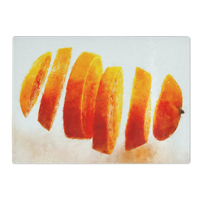 Tempered Glass Floating Sliced Orange Chopping Board