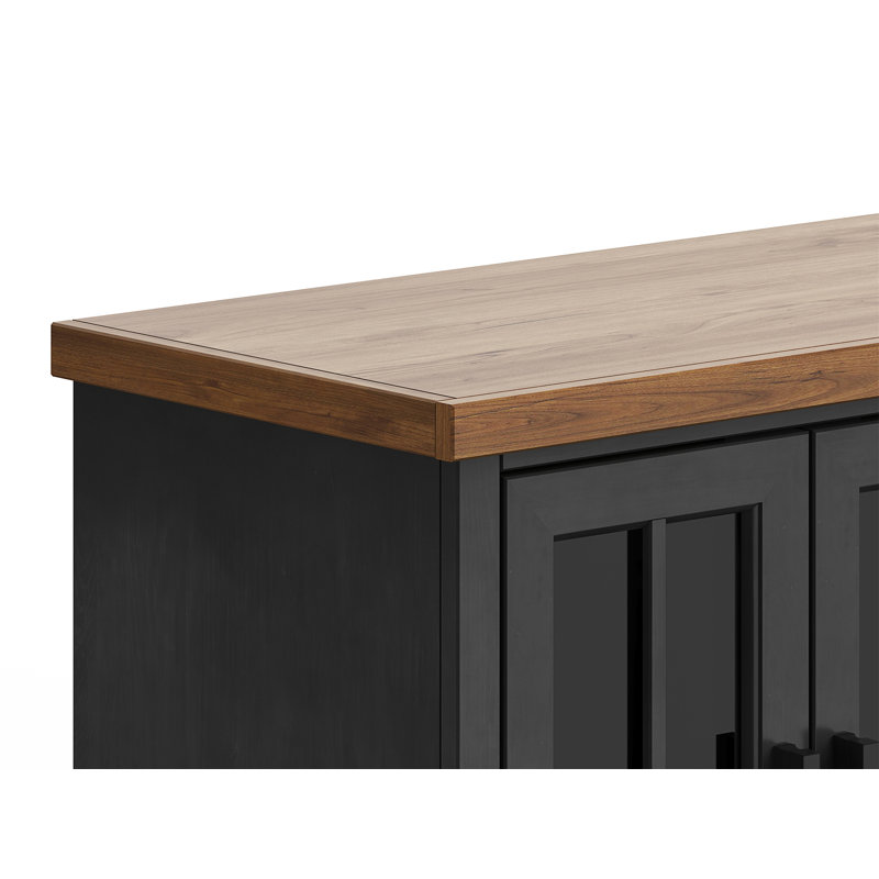 Essex 97 Inch Black and Whiskey Fireplace TV Stand with Cabinet