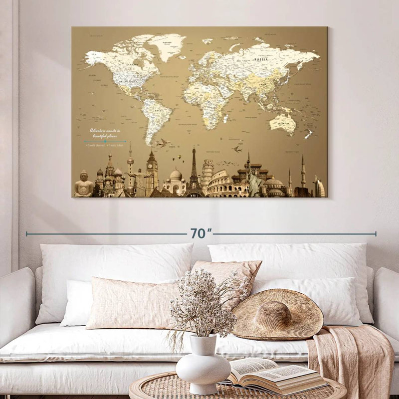«Adventure Awaits World», punaise Amrico, H 34 po x l 51 po