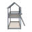 Twin Over Twin Wood Bunk Bed With Roof,Window, Guardrail And Ladder-435300561