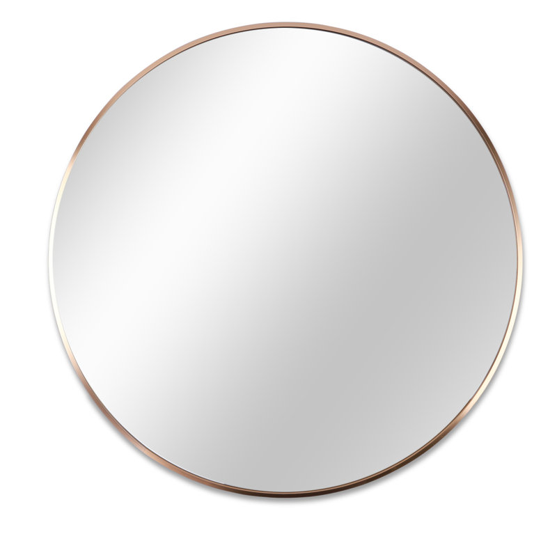 39 Inch Gold Metal Framed Round Bathrrom Mirror For Wall.(W2203134994), Gold, 39" x 39"