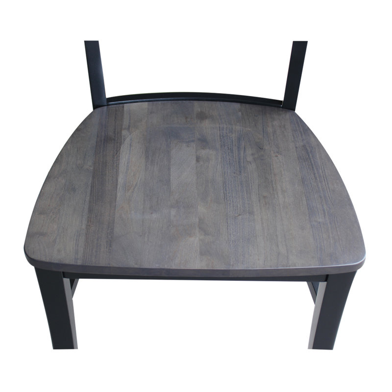 Sardinia Solid Wood Ladder Back Side Chair, Coal Black/Washed Black