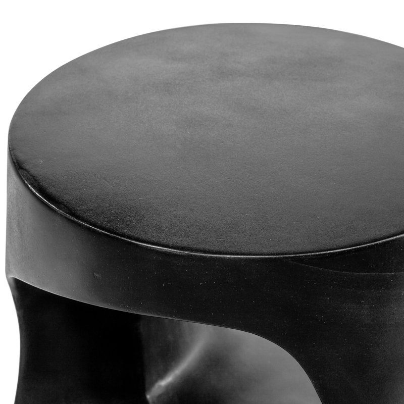 Trae Concrete Outdoor Bar Stool, Black