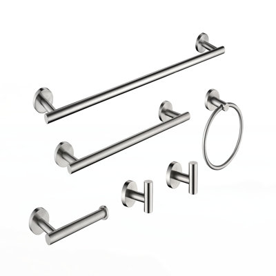 6-Piece Stainless Steel Bathroom Towel Rack Set, Wall Mount