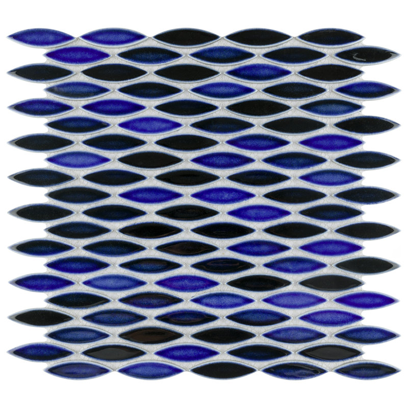 Pescado 1" x 2" Porcelain Mosaic Wall & Floor Tile, Glossy Azul