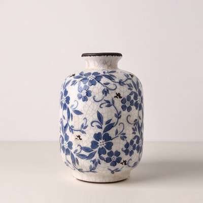 Hiltibrand Handmade Blue and White Porcelain Ceramic Table Vase