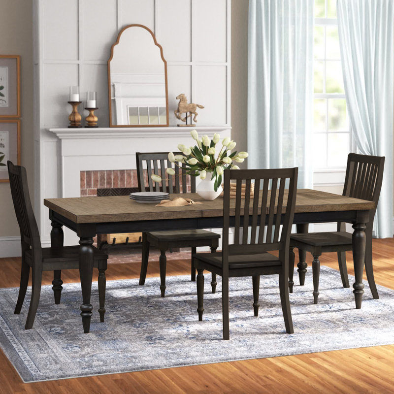Ensemble de table de salle à manger Sonntag, Noir, 5 pièces: table, 4 chaises