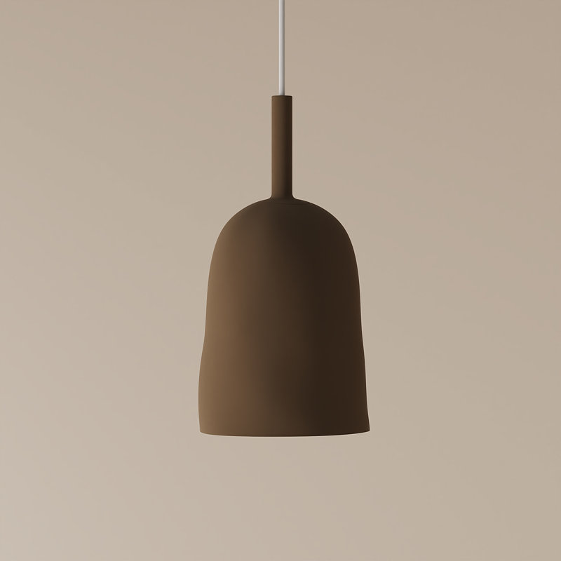 Vessel Pendant Light, 18" H x 14.5" W x 9" D, Walnut, White