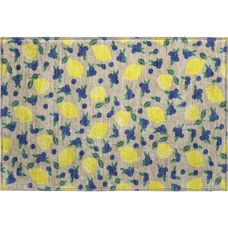 Premium Machine Washable Mayfield  Fruits Rug, 1'8" x 2'6", Putty