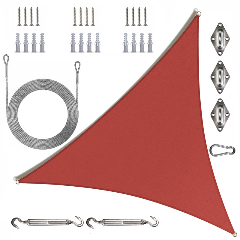 Toile d'ombrage triangulaire Colourtree avec trousse de quincaillerie et cordes, 10 pi x 10 pi x 10 pi, Rouge