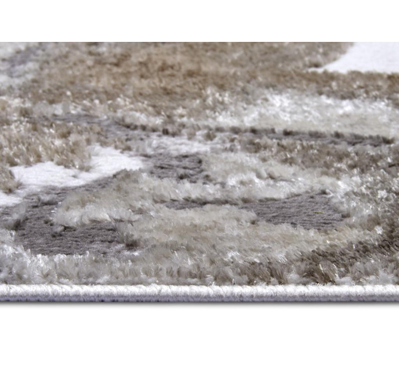 Shine White/Grey/Brown Rug, Rectangle 67 x 120cm