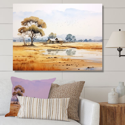 «Beige African Safari Landscape III - Art mural africain»