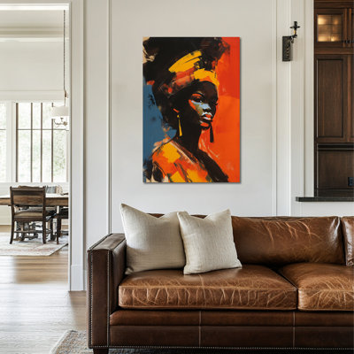 African American Artwork - Black Canvas Wall Art for Living Room, Abstract Painting African Art Wall Decor for Office, Wall Decor Pine Frame Print, 