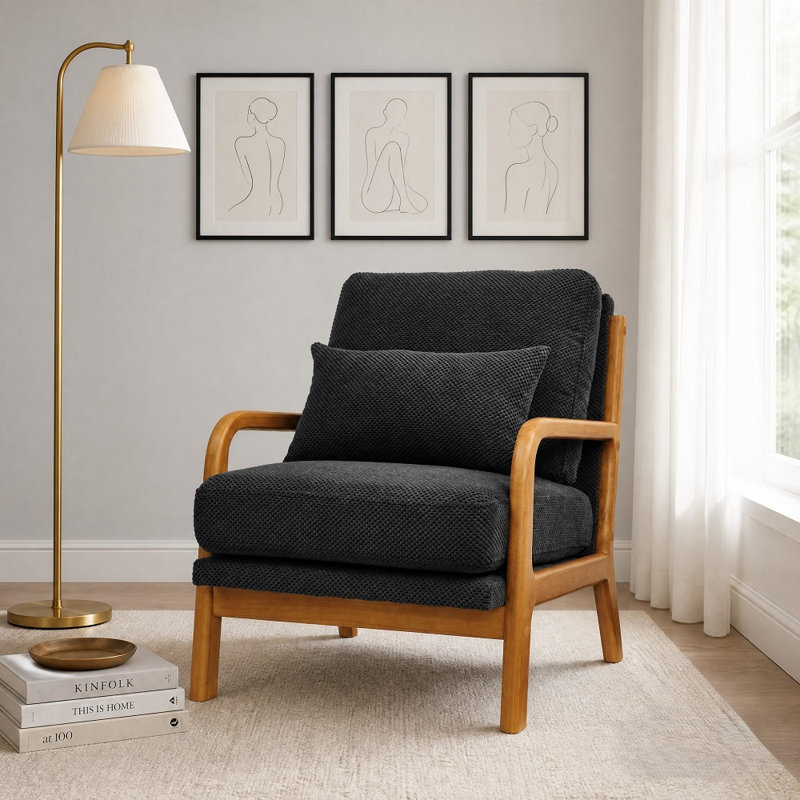 Chaise longue en bois massif, Dark Grey