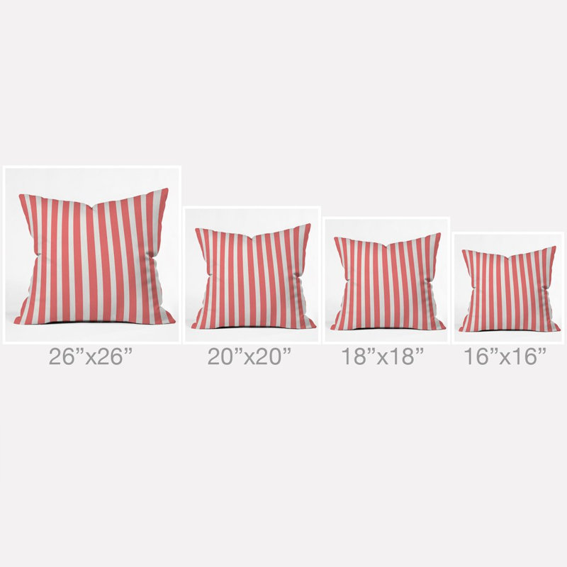 Coussin décoratif à rayures, Rose / blanc, 26 po x 26 po