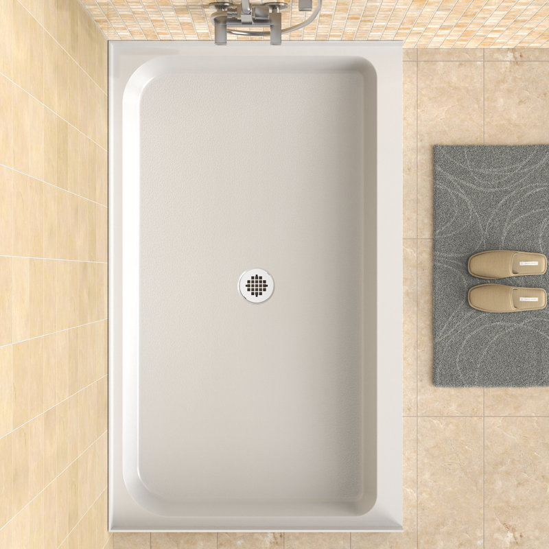 60'' x 36'' Acrylic Shower Base With Center Drain, Glossy and Non-Slip surface, Center