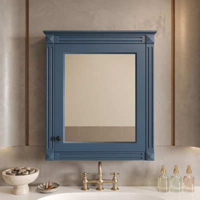 Armoire à pharmacie murale pour salle de bain avec miroir et étagères ajustables, porte