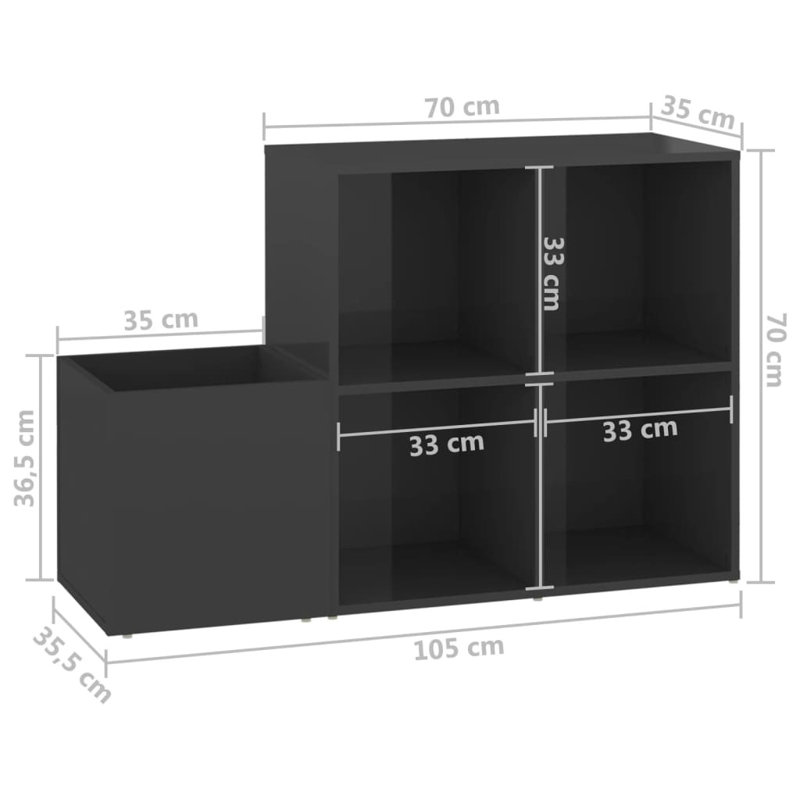 4 Pair Shoe Rack, High Gloss Grey