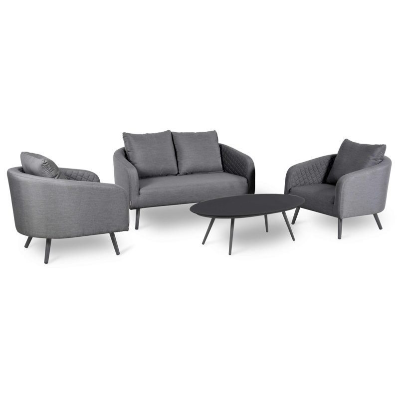 Moseley 4 - Person Sofa Set with Cushions, Grey, Dark Grey
