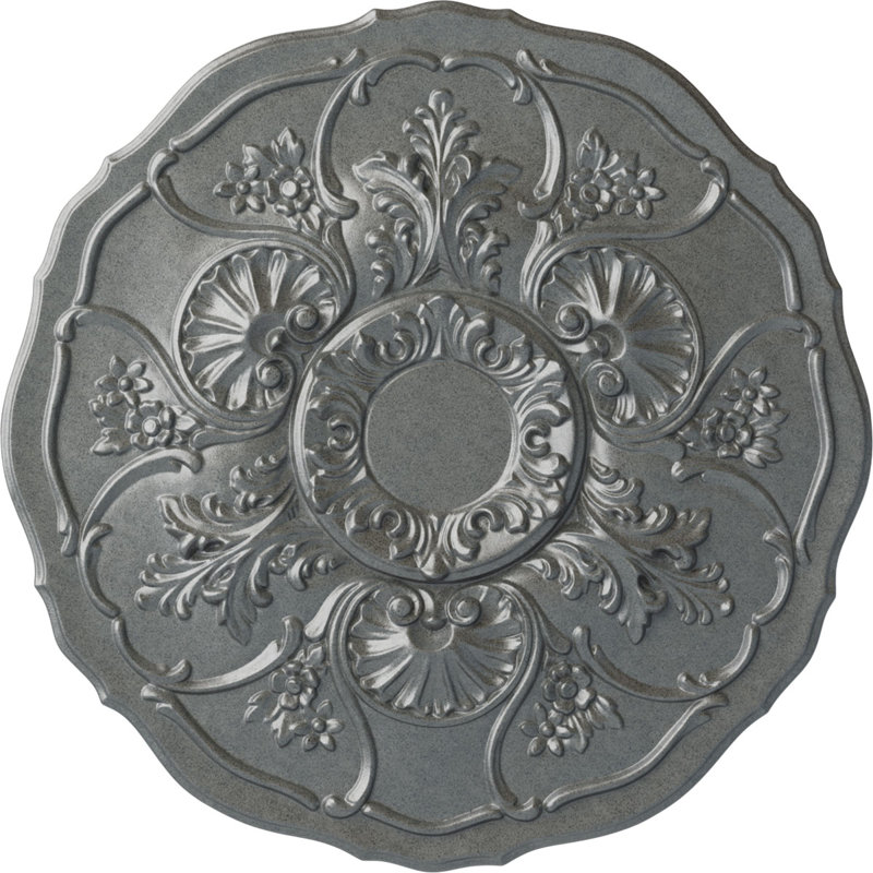 Médaillon de plafond Endurathane Cornelia, diamètre extérieur de 22 1/2 po x P 1 1/2 po (convient aux auvents jusqu'à 4 po), finition platine peinte à la main