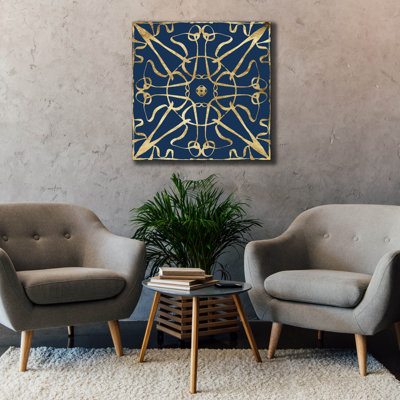  «Motif On Blue 6» par Alonzo Saunders, art mural sur toile, 37 po x 37 po