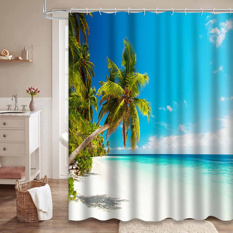 Plage de sable tropicale avec palmiers Sun Island Summer Sunny avec 12 crochets, L 72 po x l 72 po