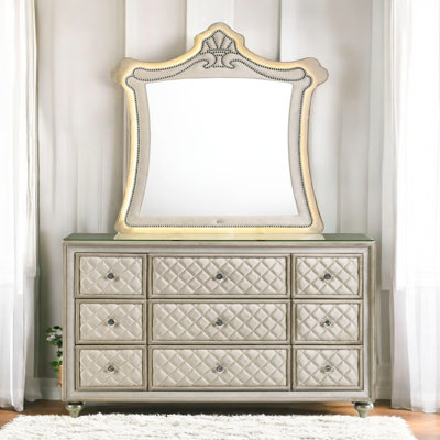 Miroir avec DEL, velours beige