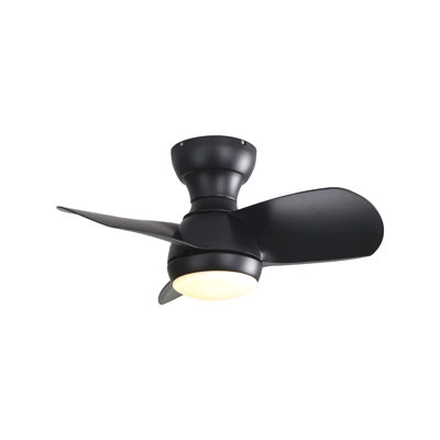 Ventilateur de plafond de chambre à coucher de 23 pouces avec 3 couleurs à intensité variable, 3 pales en ABS, télécommande, moteur à courant continu noir avec lumière DEL de 18 W