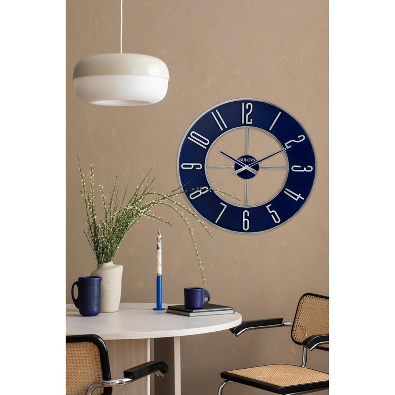 Blue Steel Large Metal Wall Clock, C4809