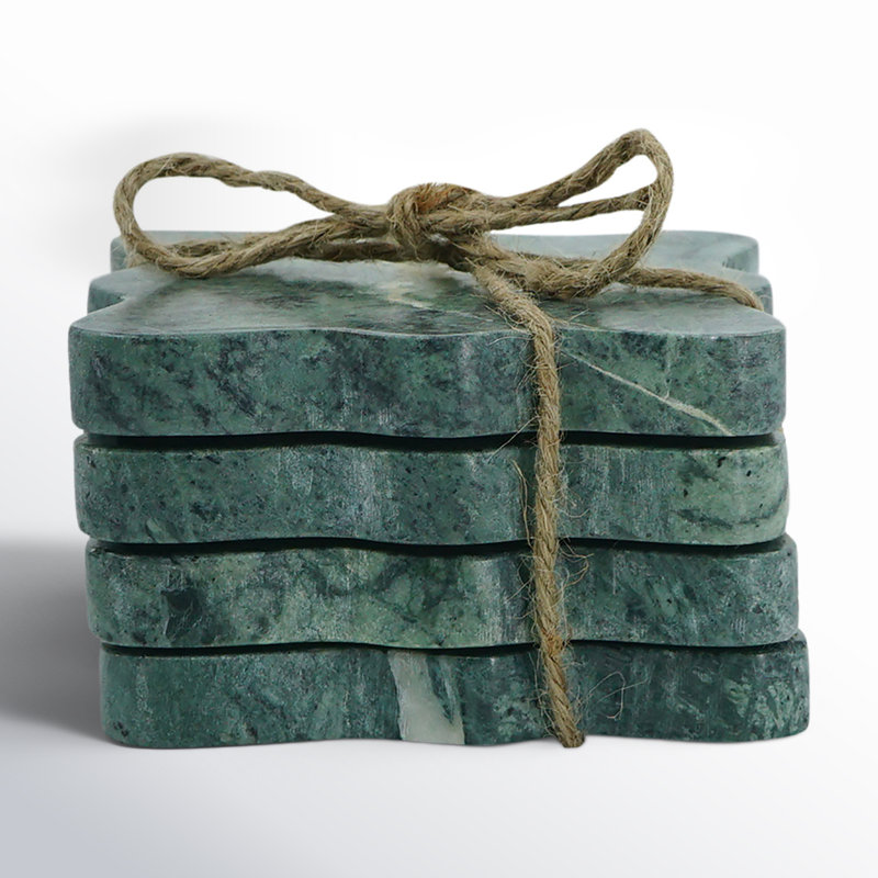 Marble Coasters - Set of 4 - Teal with Jute String