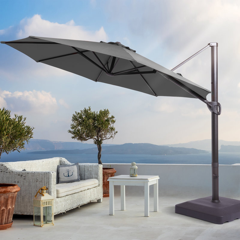 Parasol en porte-à-faux 11 pi avec base Marlon, Gris