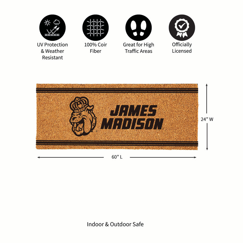 Très grand tapis couleur coco James Madison University, 60 po x 24 po
