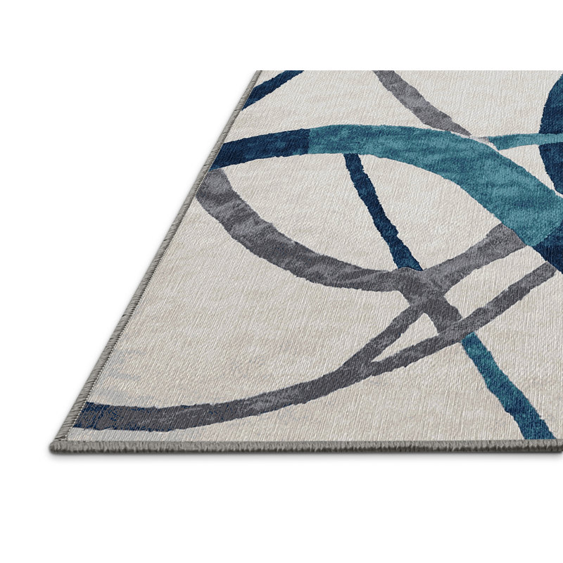 Machine Washable Gray Area Rug, Square 4'