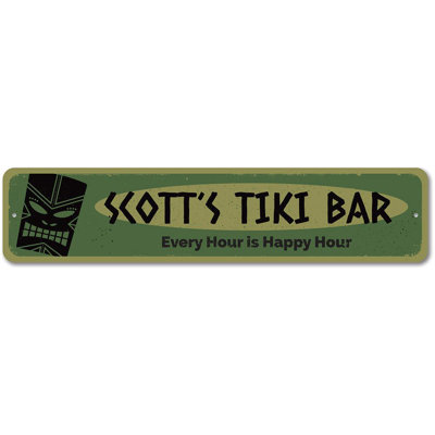 «Every Hour Is Happy Hour», panneau en aluminium Tiki