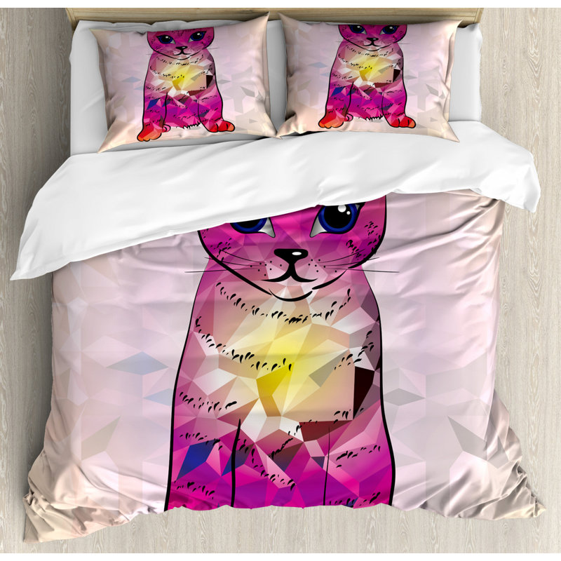 Ensemble de housse de couette Cat, Housse de couette très grand + 2 taies décorativ