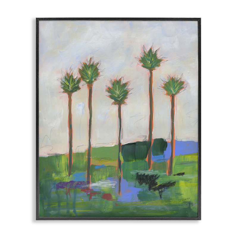 Tall Palms Impression White Framed Giclee Art by Jan Weiss, H 20 po x l 16 po, Giclée encadrée noir minuit