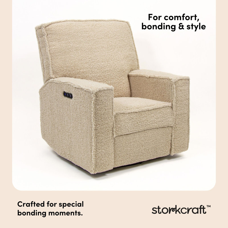 Texas Nursery Power Recliner Swivel Glider , Vanilla Sherpa