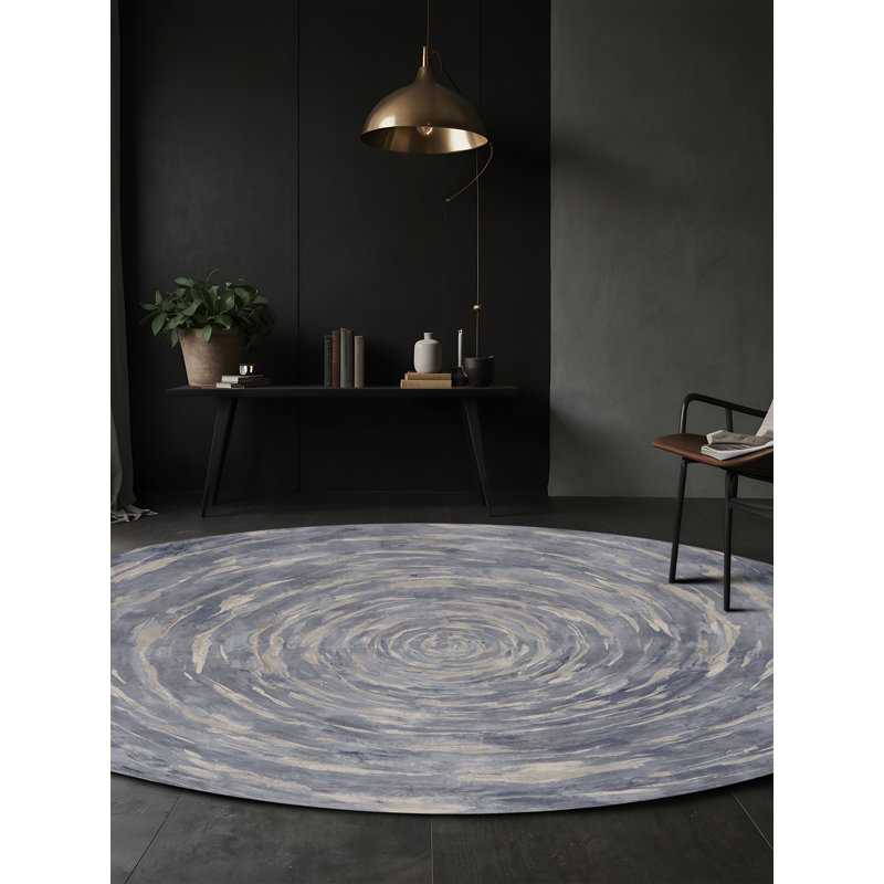 Machine Washable Gray Area Rug, Round 8'