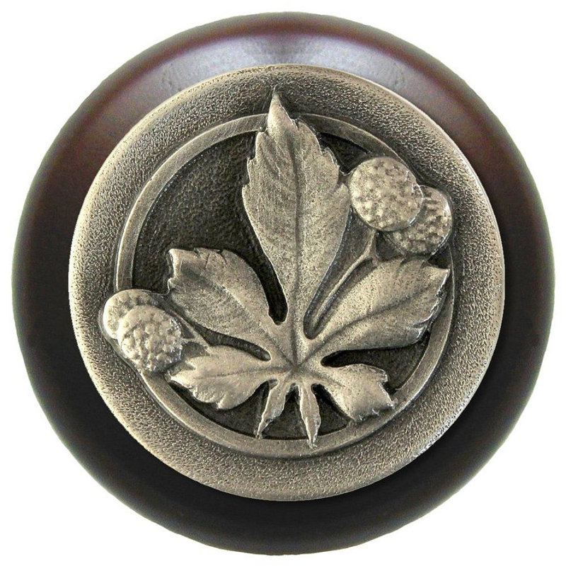 Horse Chestnut Mushroom Knob, Antique Pewter / Dark Walnut