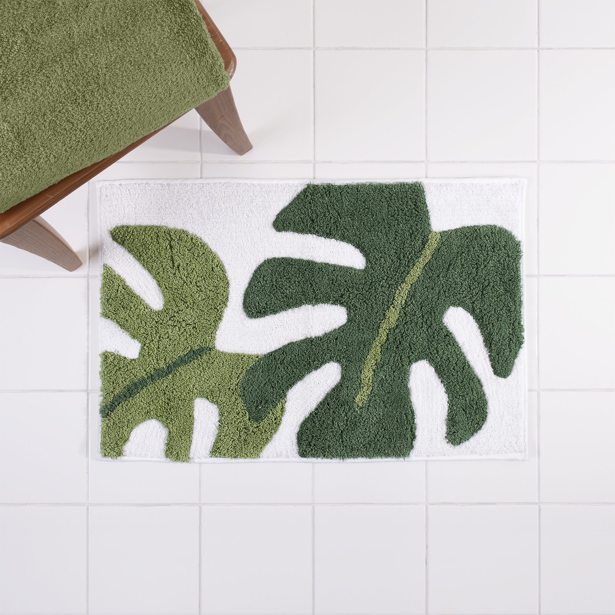 wunderlin Green Bathroom Rug Soft-Microfiber Non-Slip Bath Rug Cute Ba