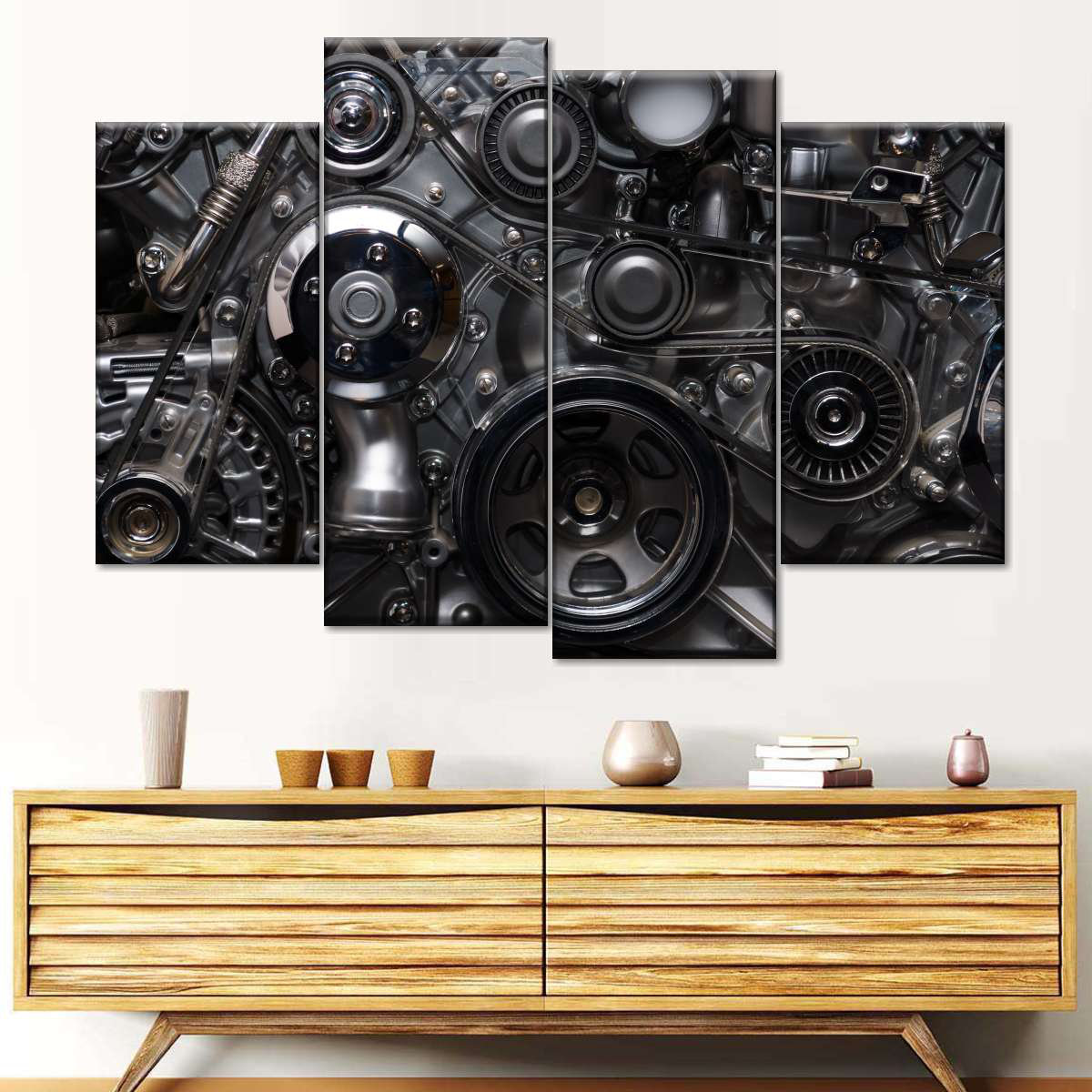 17 Stories Car Motor Engine - 4 Piece Wrapped Canvas Set | Wayfair