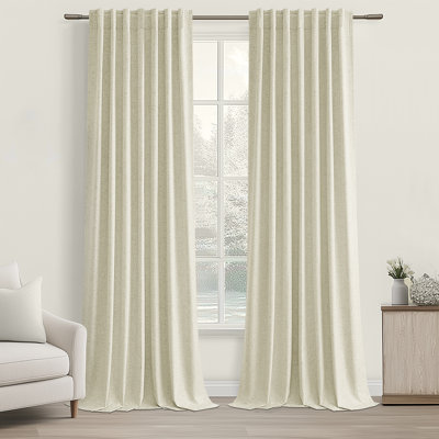 Dennan 100% Blackout Thermal Insulated Linen Drapes with Back Tab & Hooks
