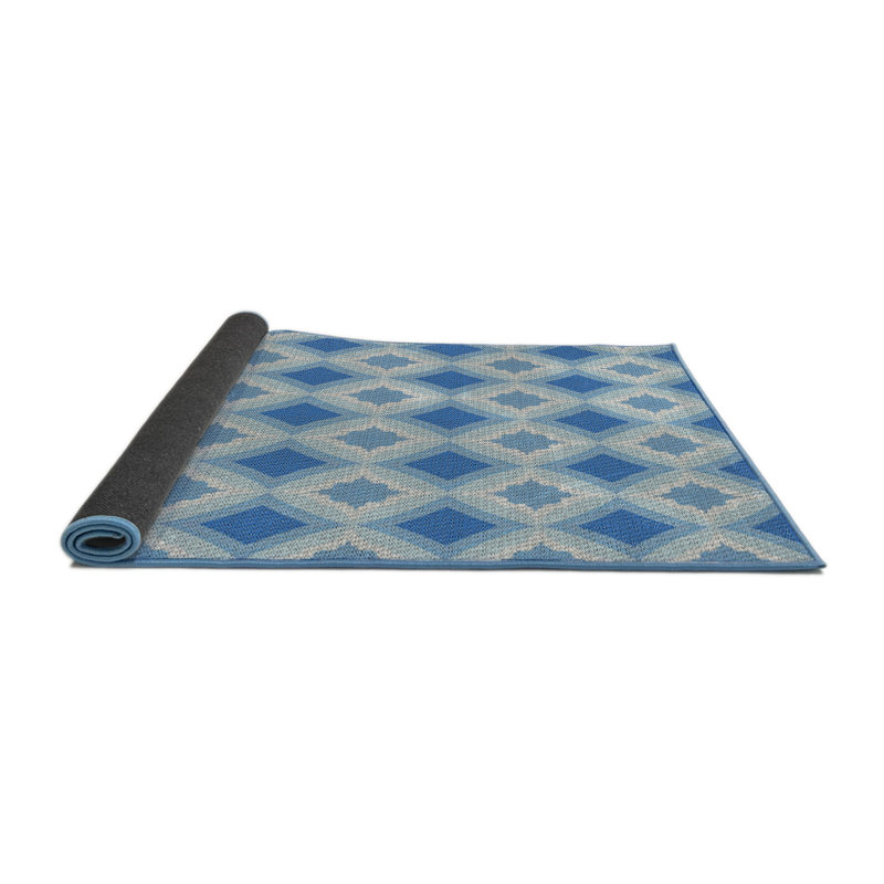 Tapis bleu ciel tissé à la machine, Rond 4 pi