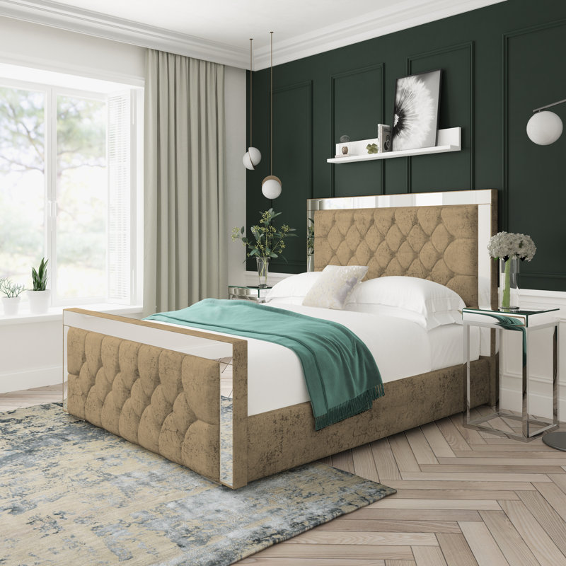 Sage Marble Upholstered Ottoman Bed Frame, Super King (6'), Mink